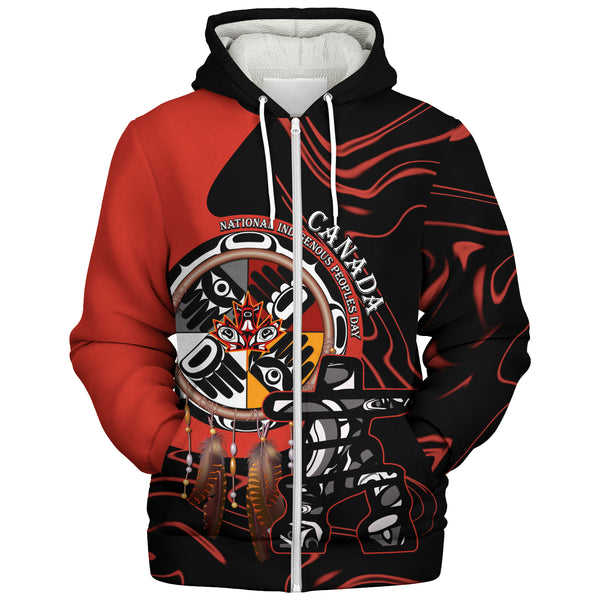 Canada Sherpa Hoodie Indigenous Peoples Day With Dreamcatche