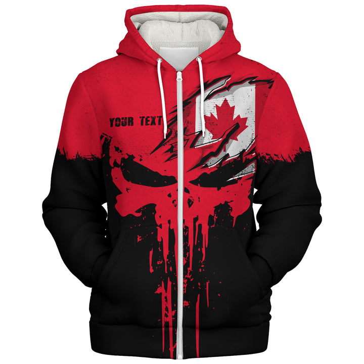Canada Sherpa Hoodie Maple Skull Fearless North
