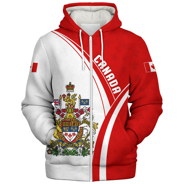 Canada Sherpa Hoodie Canada Red Maple Leafs Pattern Spirit