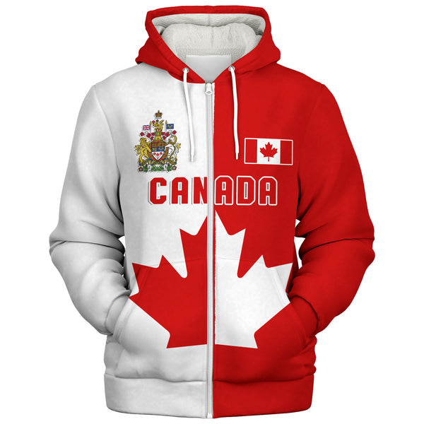 Canada Sherpa Hoodie Canada Maple Crest Half And Half Style