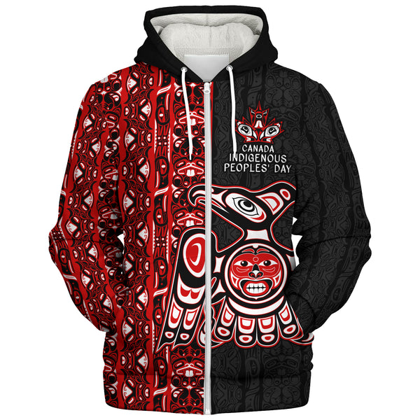 Canada Sherpa Hoodie Haida Indigenous Spirit Canada Edition