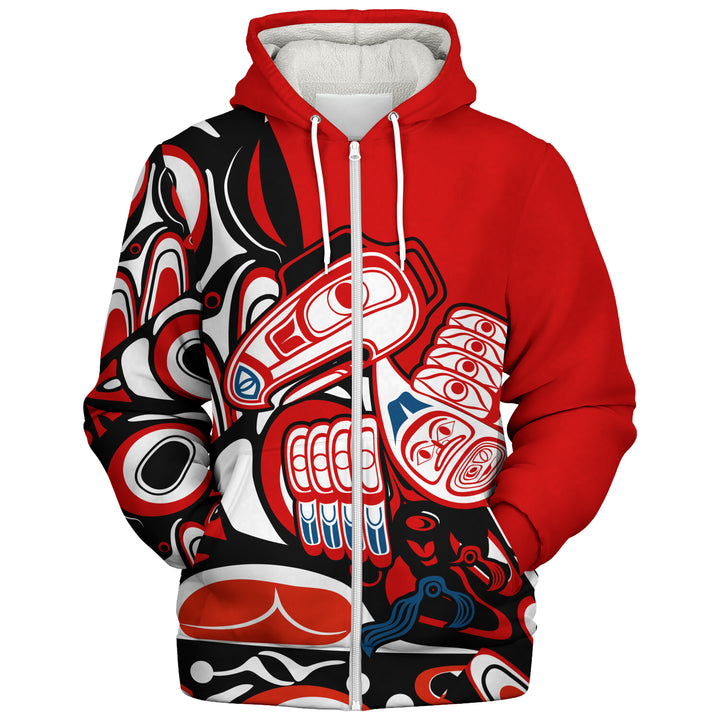 Canada Sherpa Hoodie Haida Red Totem Legacy