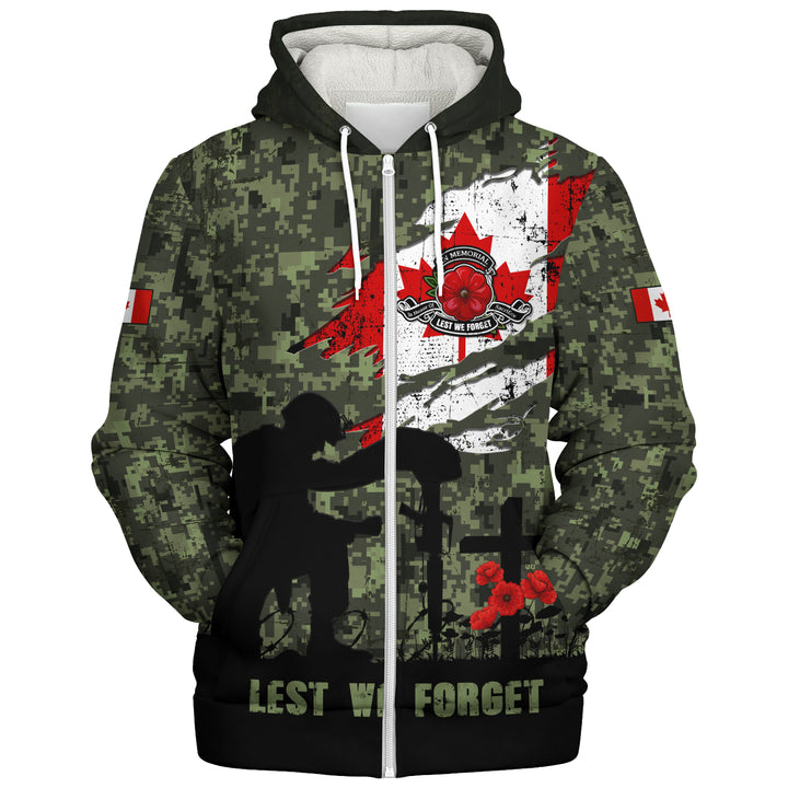 Canada Sherpa Hoodie Remembrance Day Fallen Soldiers Memorial