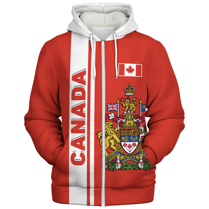 Canada Sherpa Hoodie Canada Coat Of Arms Simple Style