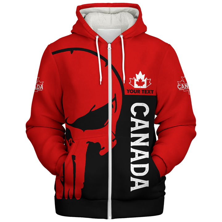 Canada Sherpa Hoodie Custom Crimson Skull Canada