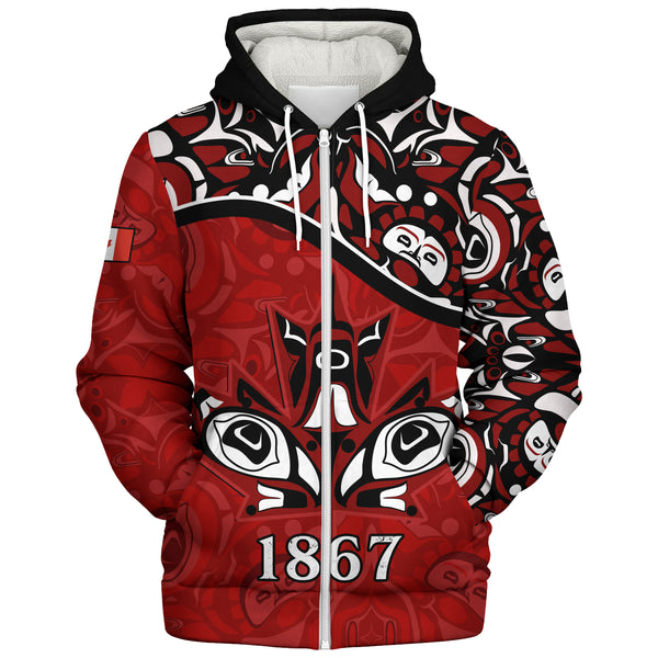 Canada Sherpa Hoodie Haida Indigenous Power 1867