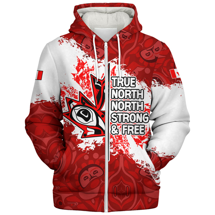 Canada Sherpa Hoodie Haida Indigenous Maple Pride