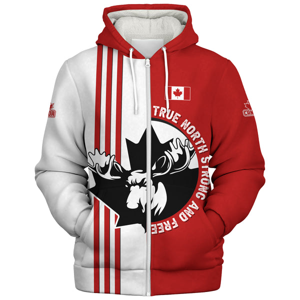Canada Sherpa Hoodie Born North Wild And Proud
