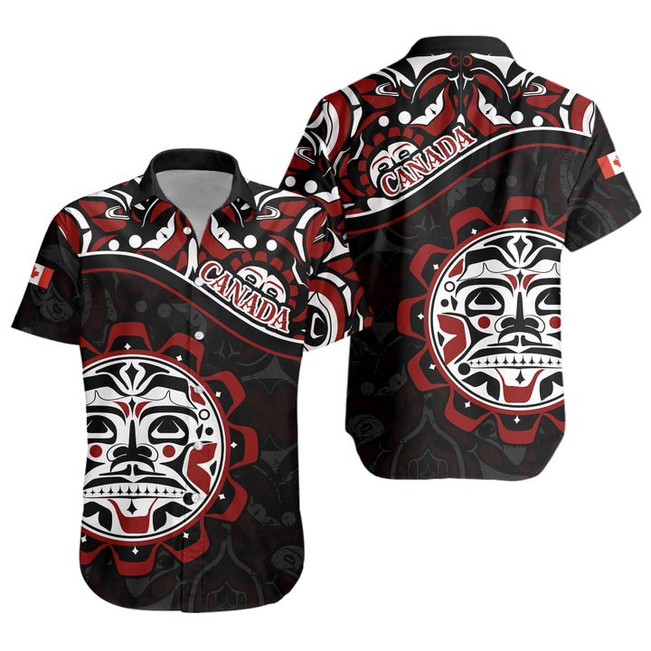 Canada Short Sleeve Shirt Haida Sun Spirit