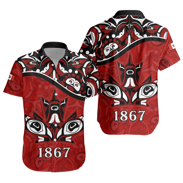 Canada Short Sleeve Shirt Haida Indigenous Power 1867