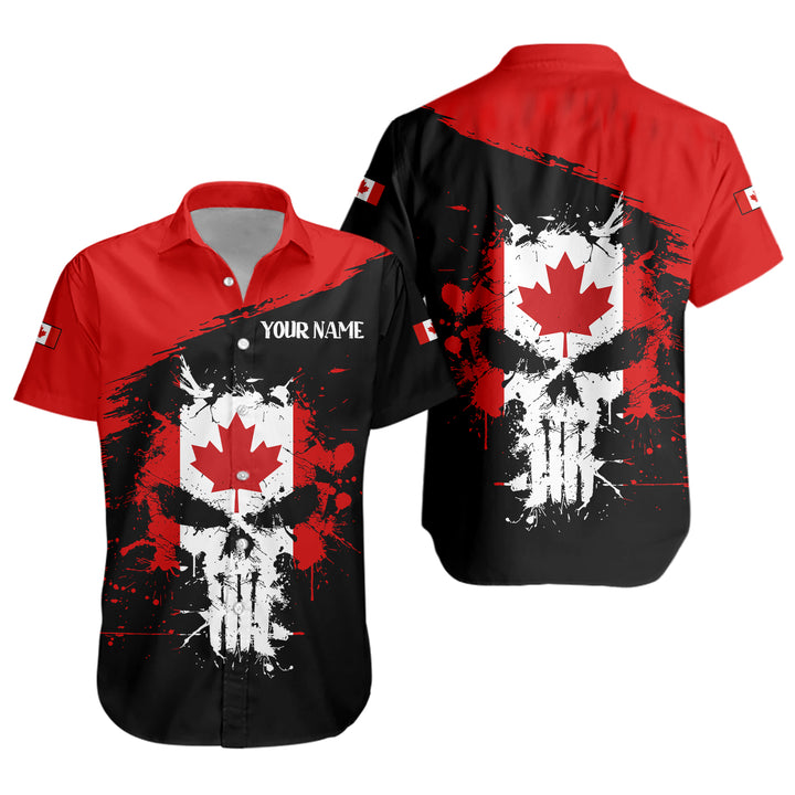 Canada Short Sleeve Shirt Red Skull Patriot Canada Edition