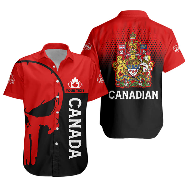 Canada Short Sleeve Shirt Custom Crimson Skull Canada