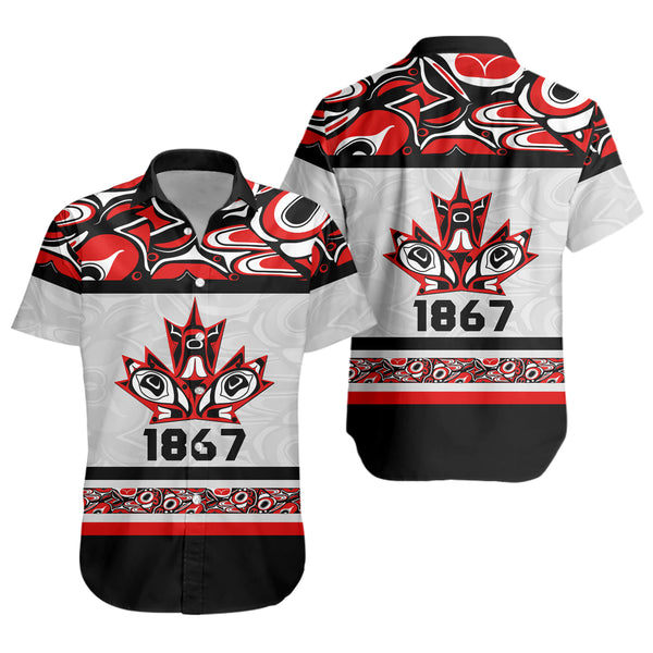 Canada Short Sleeve Shirt Haida Indigenous Maple Legacy 1867