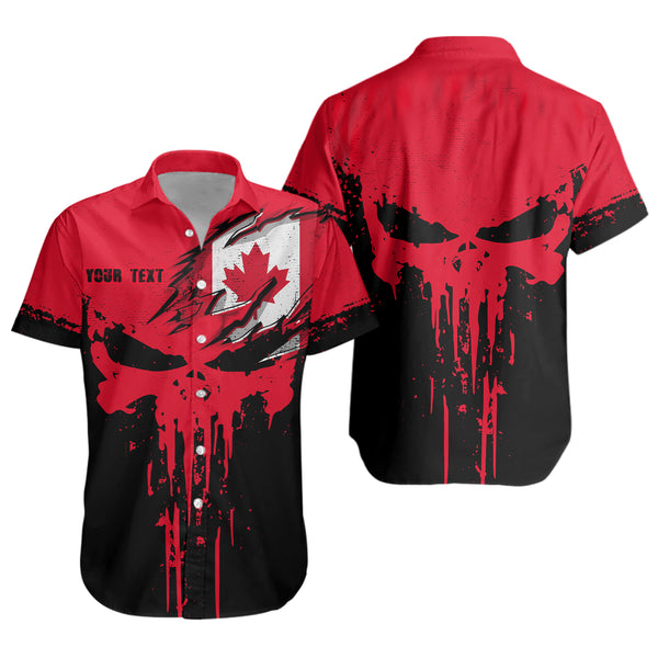 Canada Short Sleeve Shirt Maple Skull Fearless North