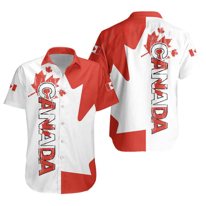 Canada Short Sleeve Shirt Canada Red And White Boldness
