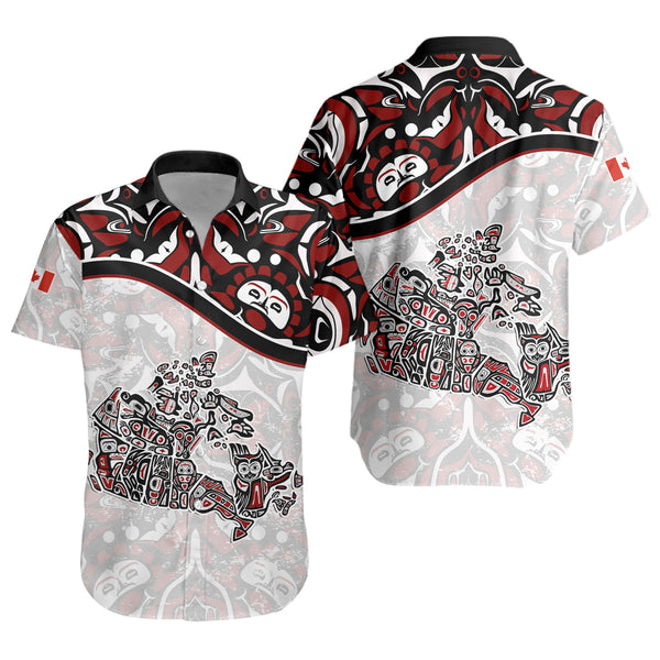 Canada Short Sleeve Shirt The True North Totem Map Haida Edition