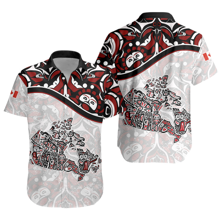 Canada Short Sleeve Shirt The True North Totem Map Haida Edition