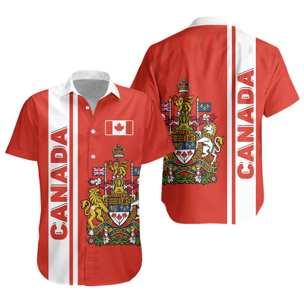Canada Short Sleeve Shirt Canada Coat Of Arms Simple Style