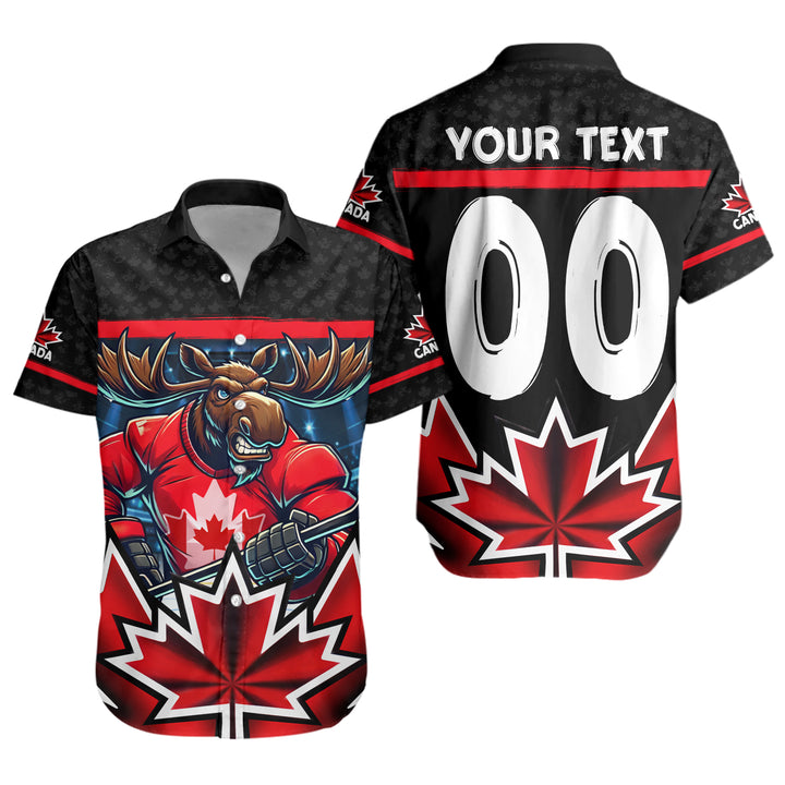 Canada Short Sleeve Shirt Maple Moose Hockey Warrior