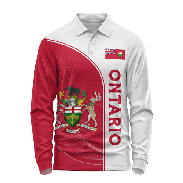 Ontario Long Sleeve Polo Shirt Proud Provincial Heritage