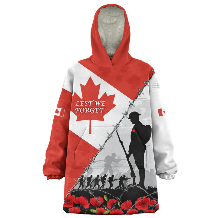 Canada Snug Hoodie Remembrance Day Poppy Flower And Barbed Wire