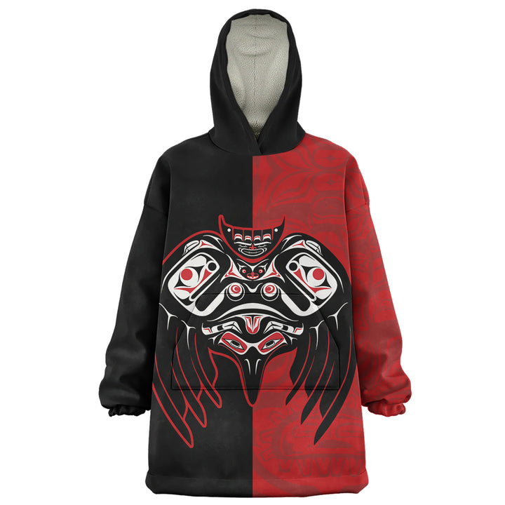 Canada Snug Hoodie Red And Black Haida Raven Guardian