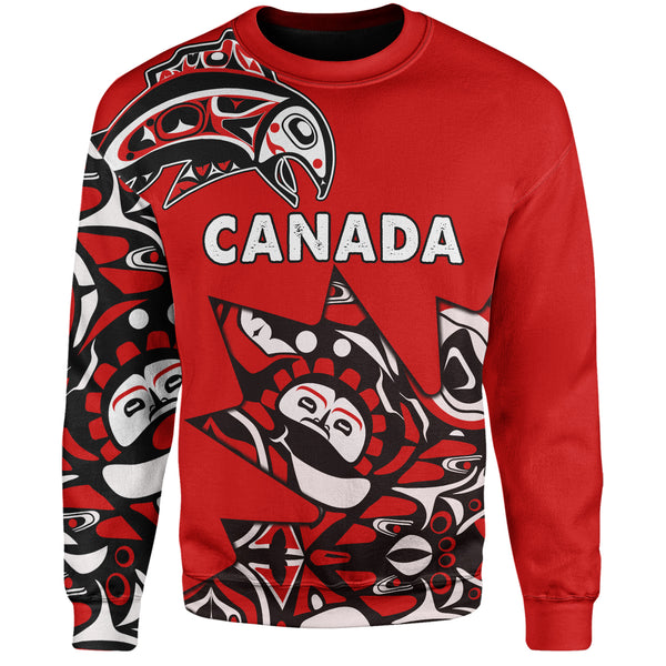 Canada Sweatshirt Canada Maple Leafs Haida Spirit Pattern