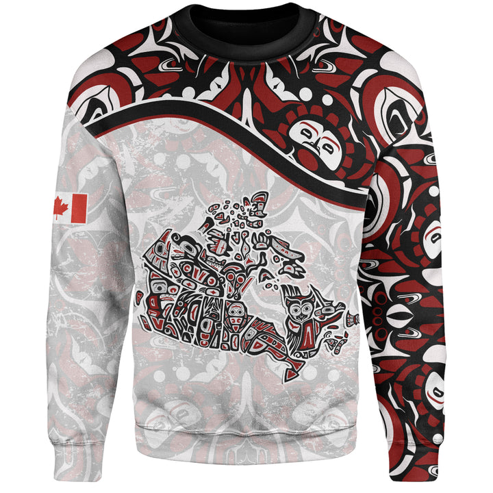 Canada Sweatshirt The True North Totem Map Haida Edition