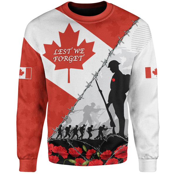 Canada Sweatshirt Remembrance Day Poppy Flower And Barbed Wire