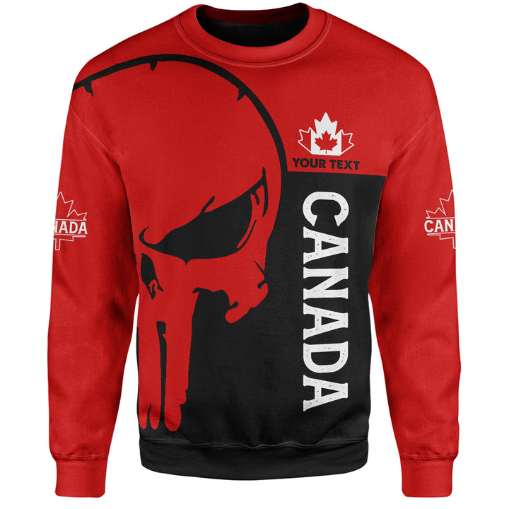 Canada Sweatshirt Custom Crimson Skull Canada