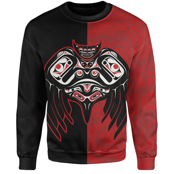 Canada Sweatshirt Red And Black Haida Raven Guardian