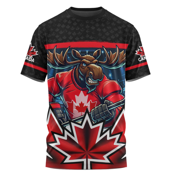 Canada T-Shirt Maple Moose Hockey Warrior
