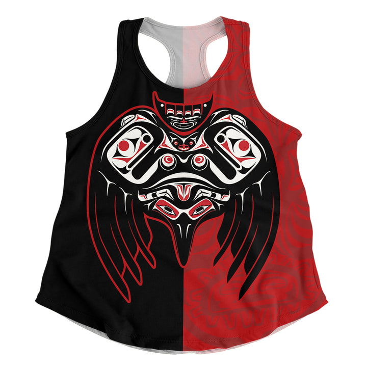 Canada Women Tank Red And Black Haida Raven Guardian