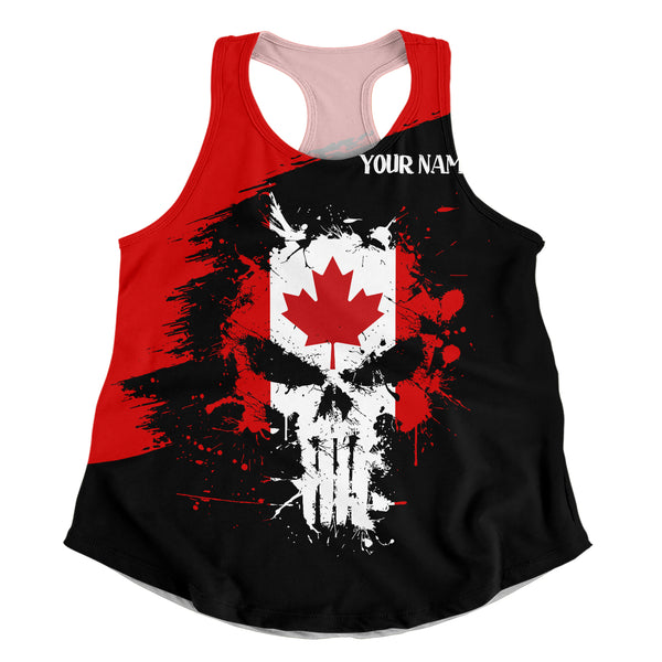 Canada Women Tank Red Skull Patriot Canada Edition