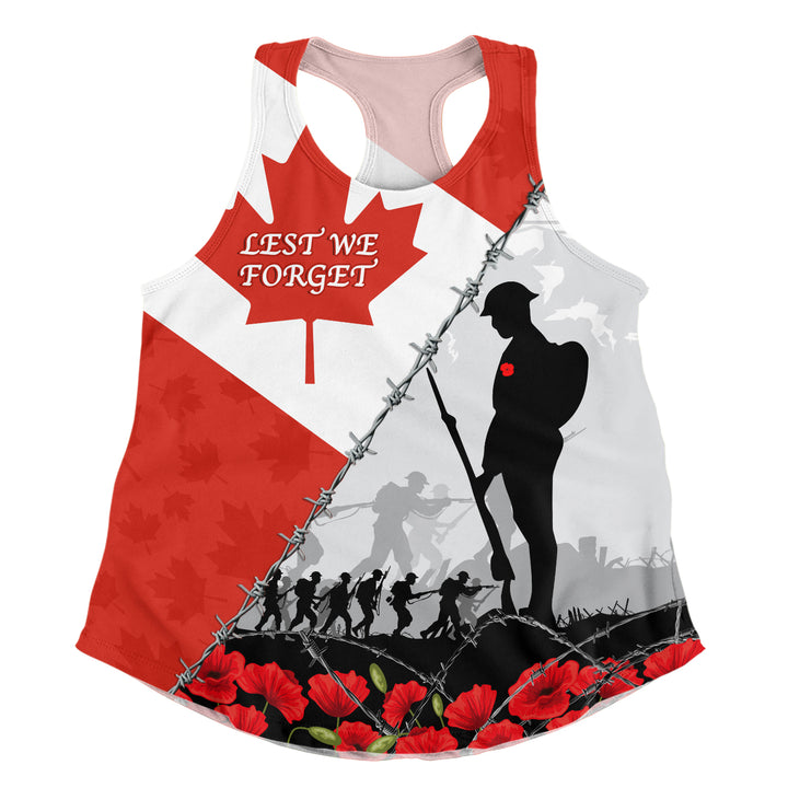 Canada Women Tank Remembrance Day Poppy Flower And Barbed Wire