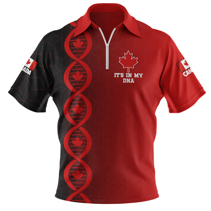 Canada Zip Polo Shirt DNA Of A True Canadian