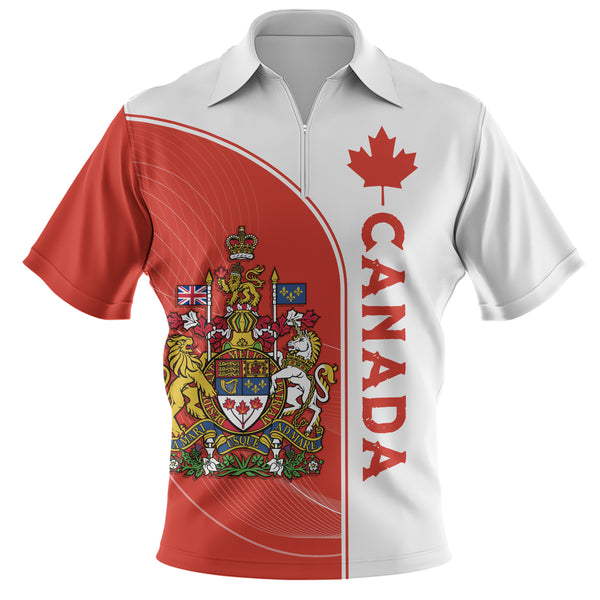 Canada Zip Polo Shirt Canadian Royal Emblem