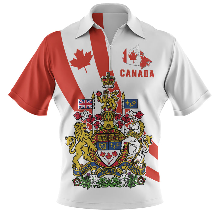 Canada Zip Polo Shirt Great North Symbol