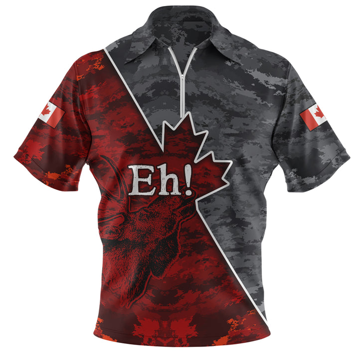Canada Zip Polo Shirt Camouflage Maple Strength