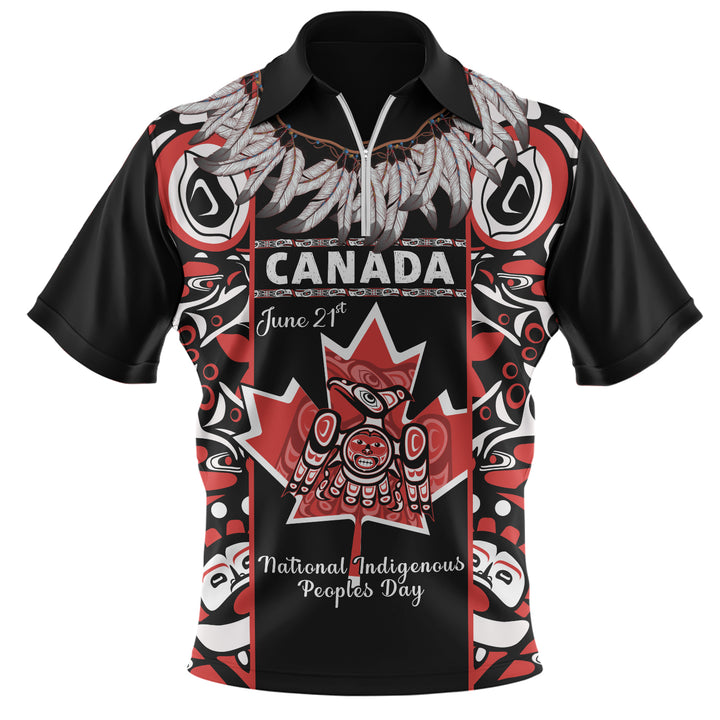 Canada Zip Polo Shirt National Indigenous Peoples Day Canadian Indigenous Haida
