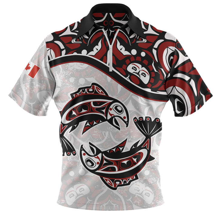 Canada Zip Polo Shirt Haida Ocean Strength