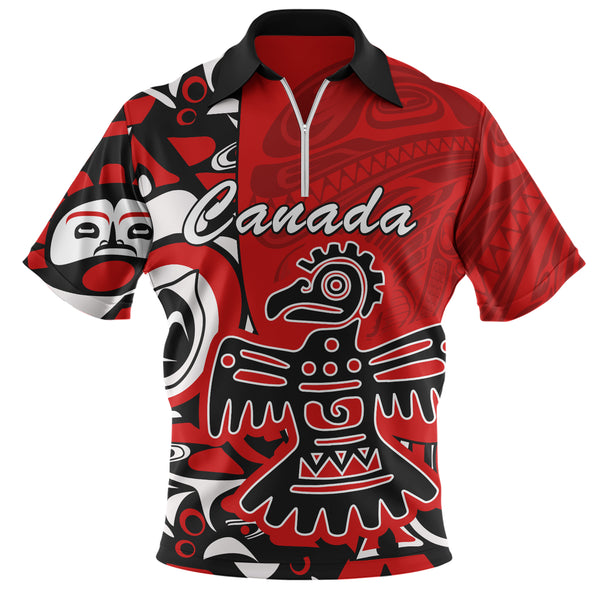 Canada Zip Polo Shirt Canada Eagle���s Might Haida Heritage