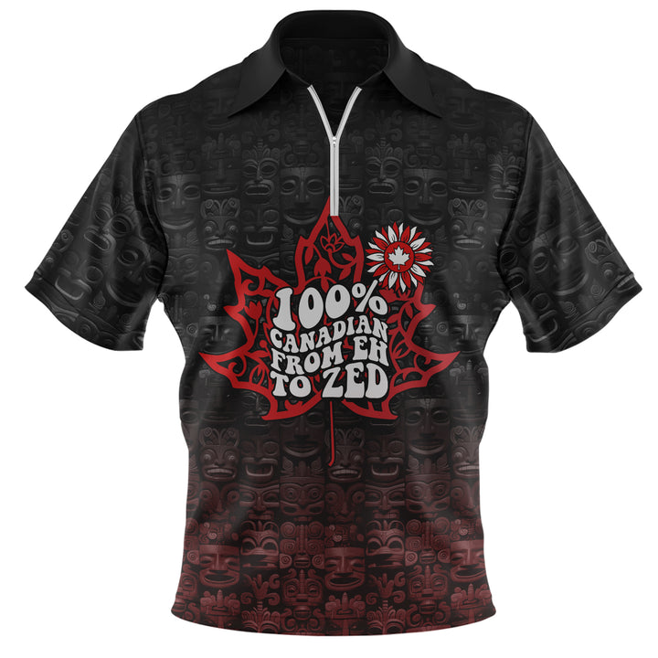 Canada Zip Polo Shirt Totem Shadows Canada���s Spirit