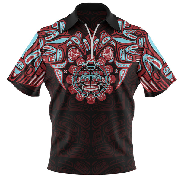 Canada Zip Polo Shirt Haida Spirit Of The Sun