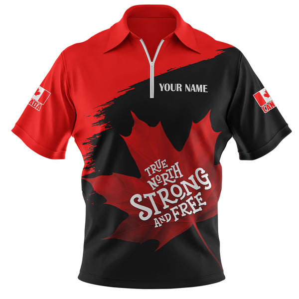 Canada Zip Polo Shirt Custom Maple Power Blackout