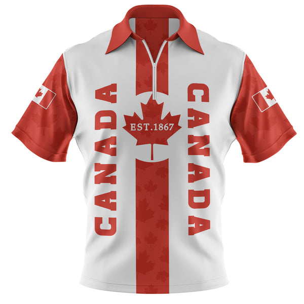 Canada Zip Polo Shirt Canada Maple Pride 1867