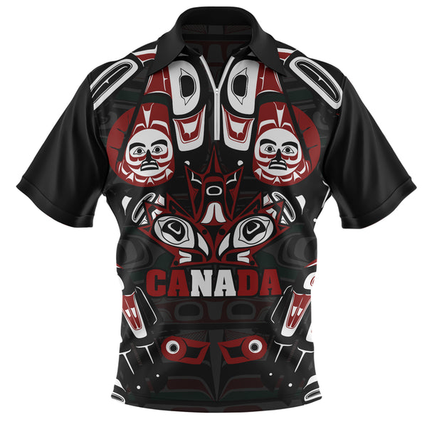 Canada Zip Polo Shirt Haida Heritage Maple