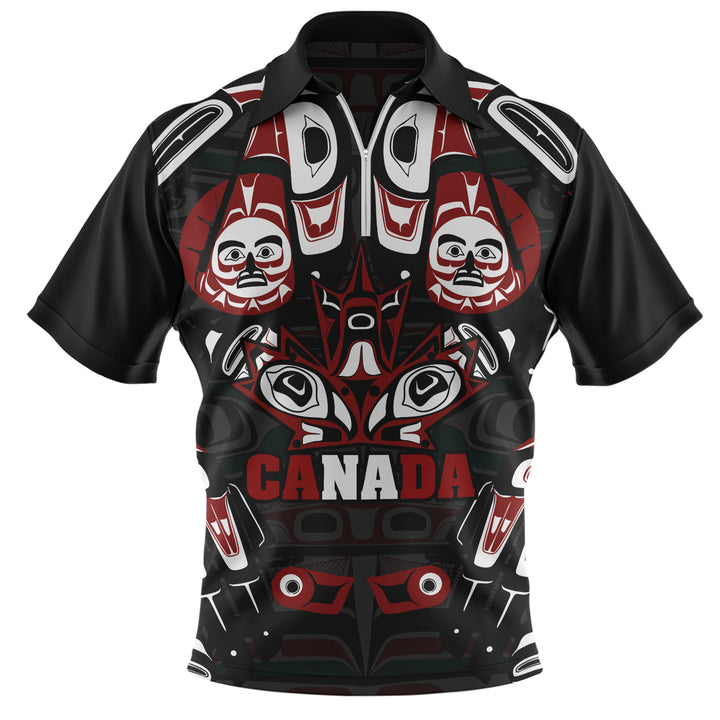 Canada Zip Polo Shirt Haida Heritage Maple