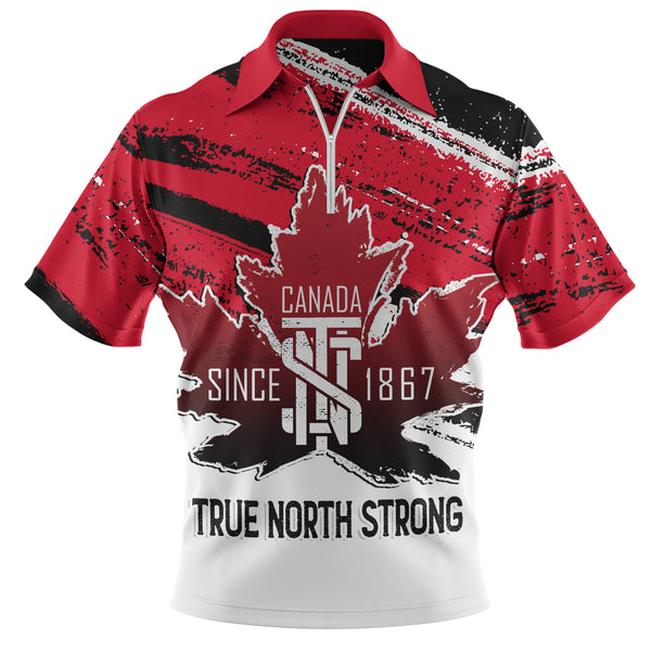 Canada Zip Polo Shirt Since 1867 Strong & Free
