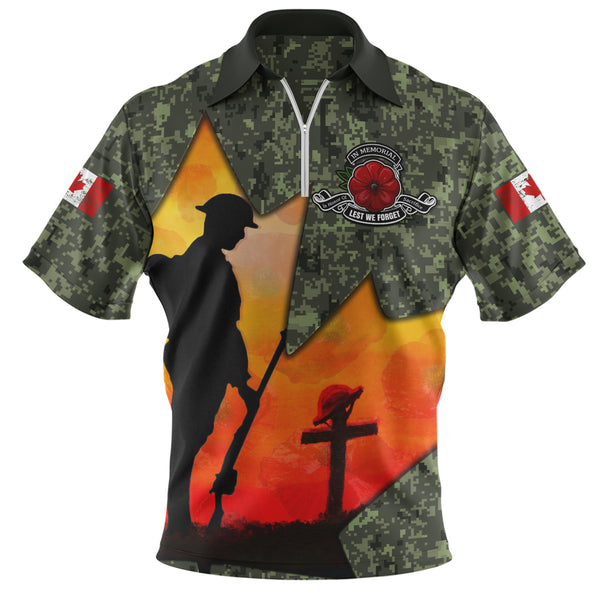 Canada Zip Polo Shirt Remembrance Day Honoring The Brave